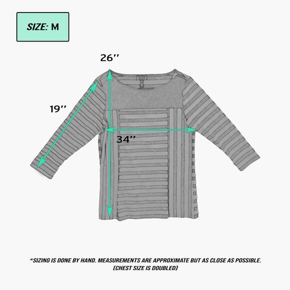 JONES NY Stripped 3/4 Sleeve Boat Neck Shoulder Zipper Top (Tan/Black | Size M) - Picture 8 of 8